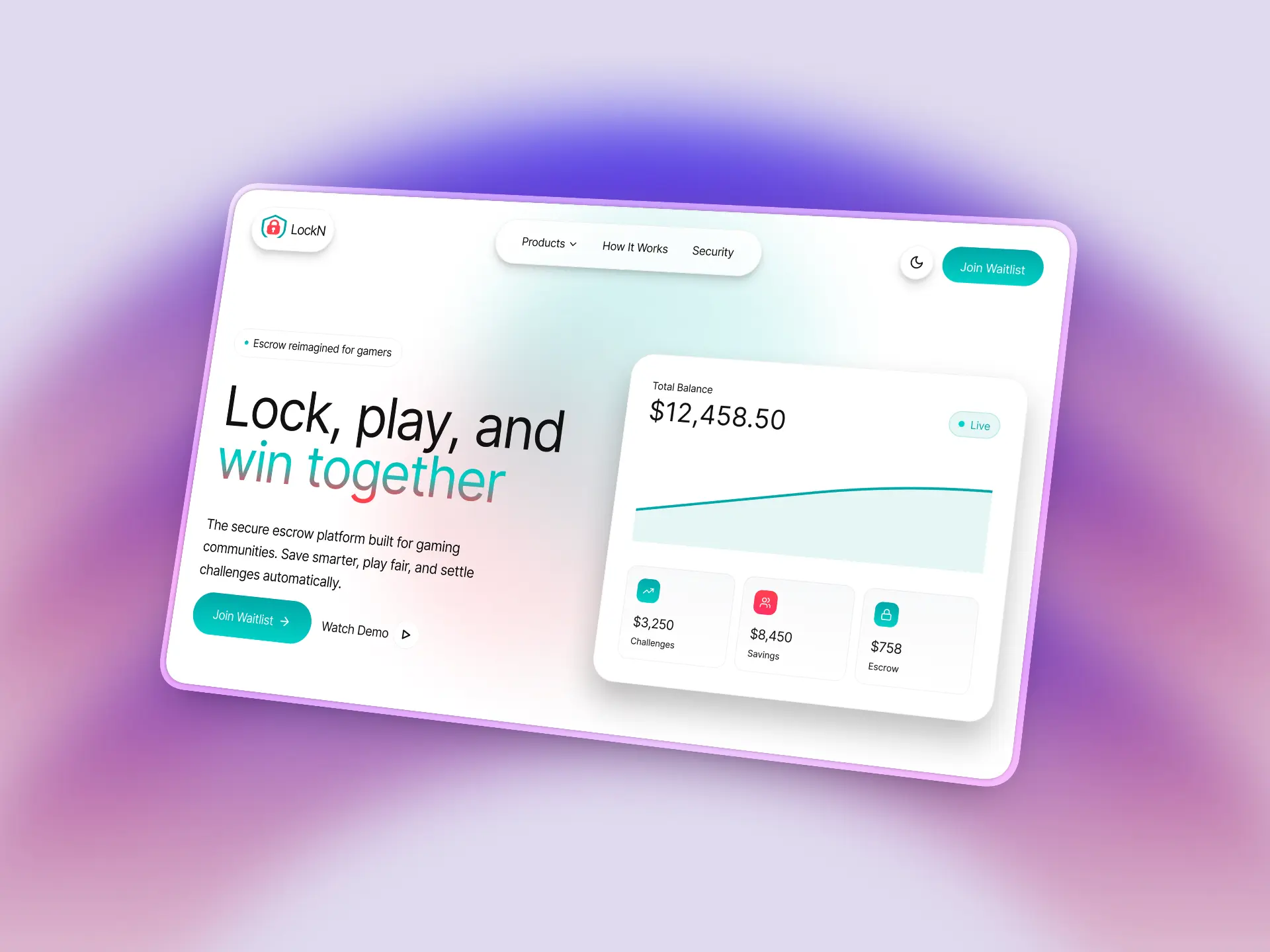 Lockn Fintech - High-conversion landing page for a private FinTech product focused on secure individual and group savings, designed to communicate trust, simplicity, and escrow protection.